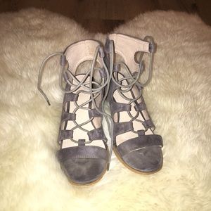 Catherine Malandrino Gray Lace Up Sandals